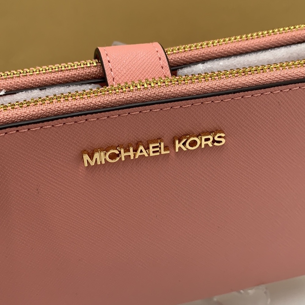 MICHAEL KORS LARGE DOUBLE ZIP WRISTLET WALLET PRIMROSE COLOR - Picture 11 of 12